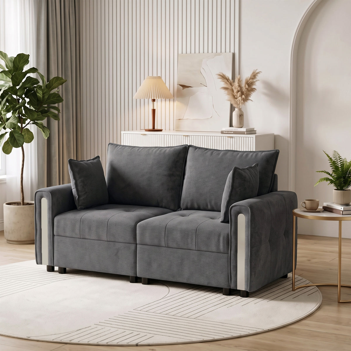2-Seater Velvet Loveseat with Lift-Up Storage | 168Wx68Dx88H cm | 126cm Wide Seat | 15cm Seat Cushion | 20cm Back Cushion | Multilayer Board & Metal Frame | 240kg | Living Room | Dark Grey