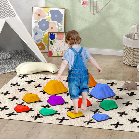 AIYAPLAY 11 Piece Heart-Shaped Kids Stepping Stones Balance & Motor Skills, Multicoloured
