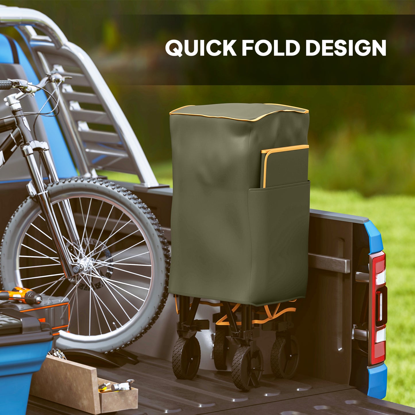 Double Decker Folding Trolley on Wheels, 200KG & 350L Capacity Collapsible Wagon Festival Trolley Cart For Camping Sports Shopping Garden and Beach