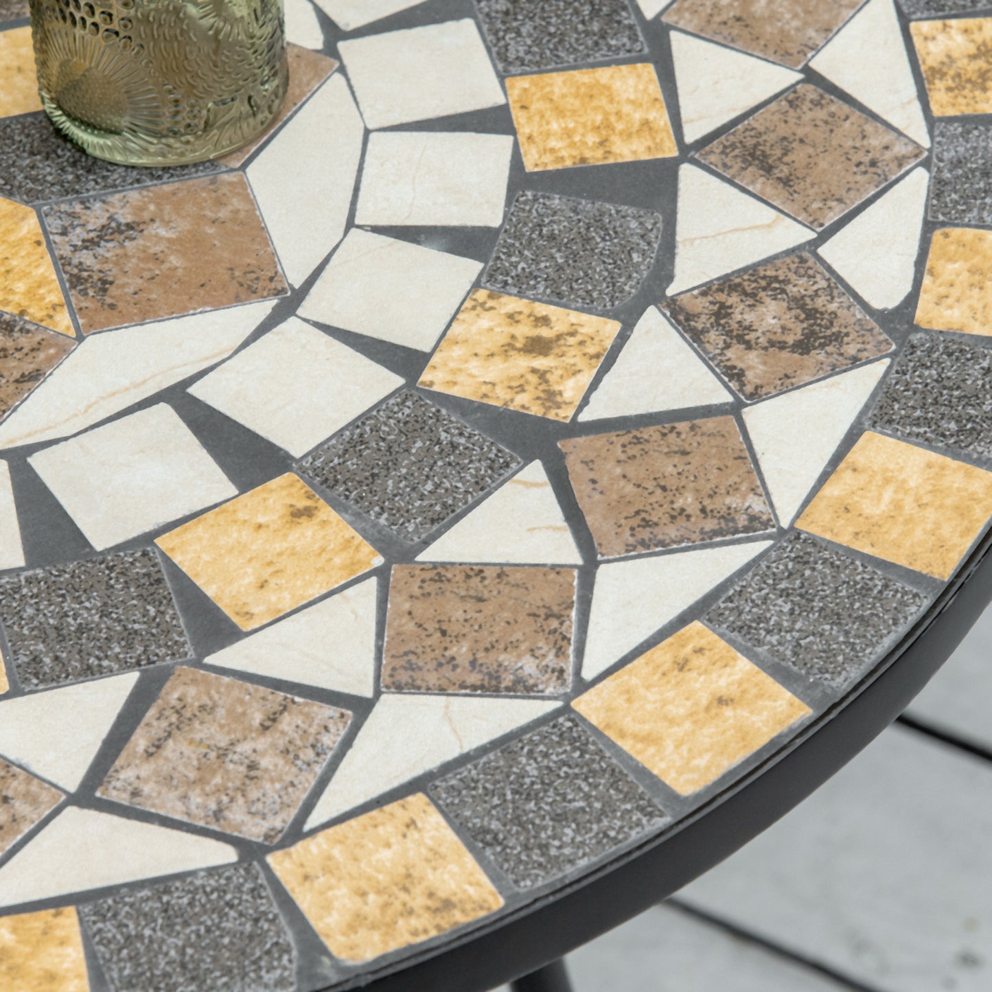 Outsunny Φ60cm Mosaic Outdoor Patio Table - Grey