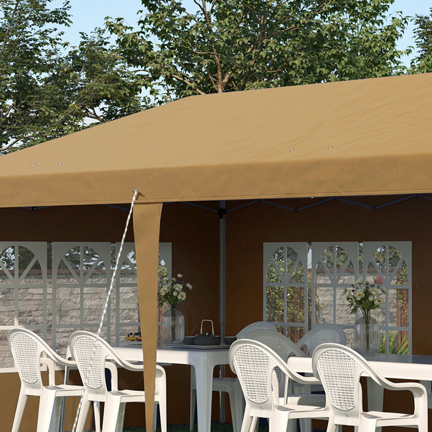 Outsunny 3 x 6m Pop-Up Gazebo, with Removable Walls - Khaki