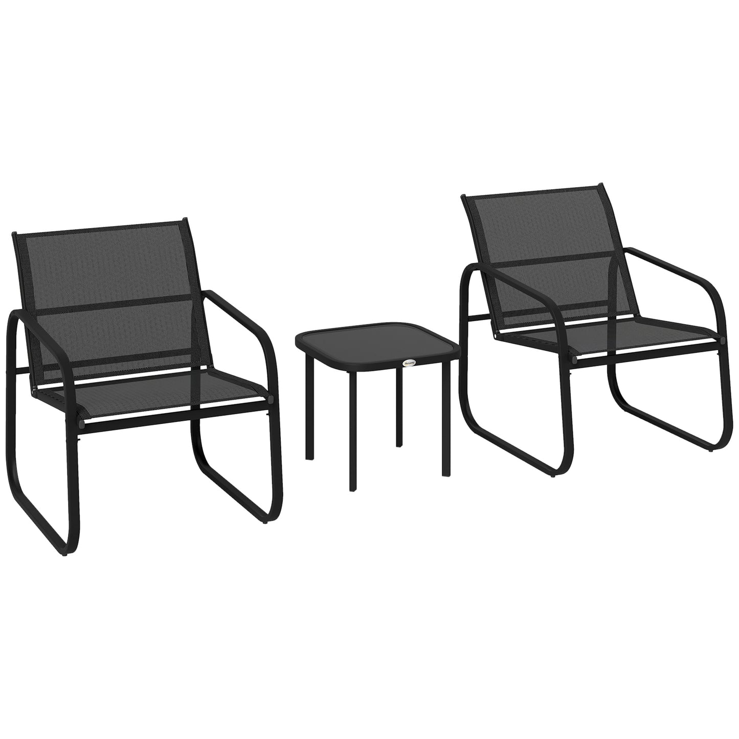 Outsunny Three-Piece Garden Seating Chairs & Table Set - Black