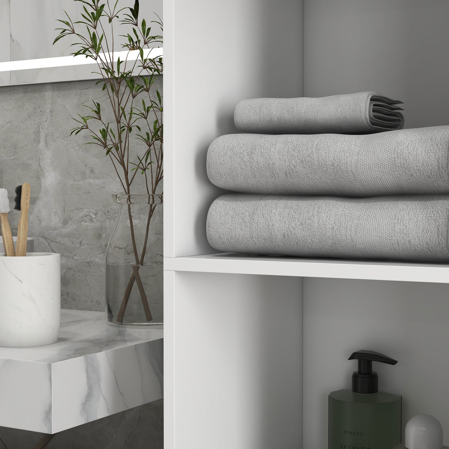 Kleankin Multi-Storage Slim Bathroom Cabinet - High Gloss White