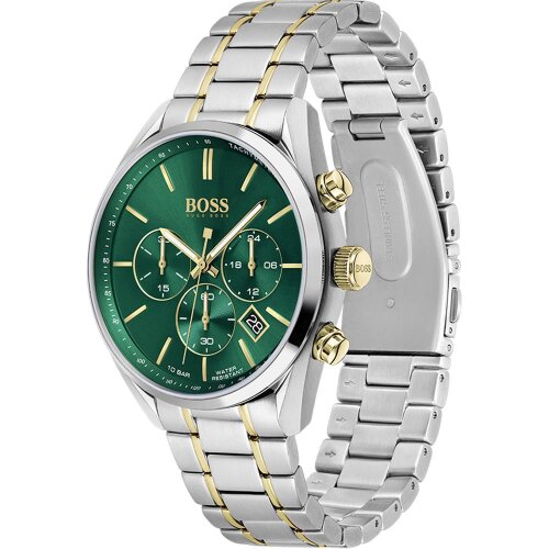 Hugo Boss Mens Green Silver Tone Wrist Watch HB1513878