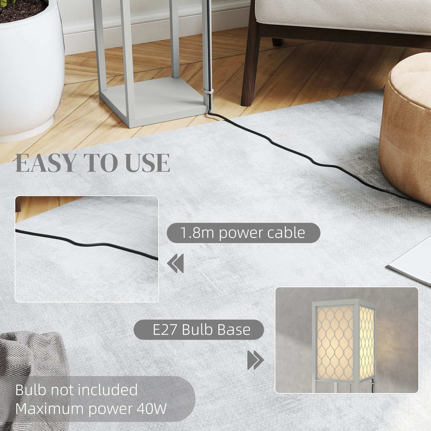 Three-Shelf Standing Lamp - Grey/White