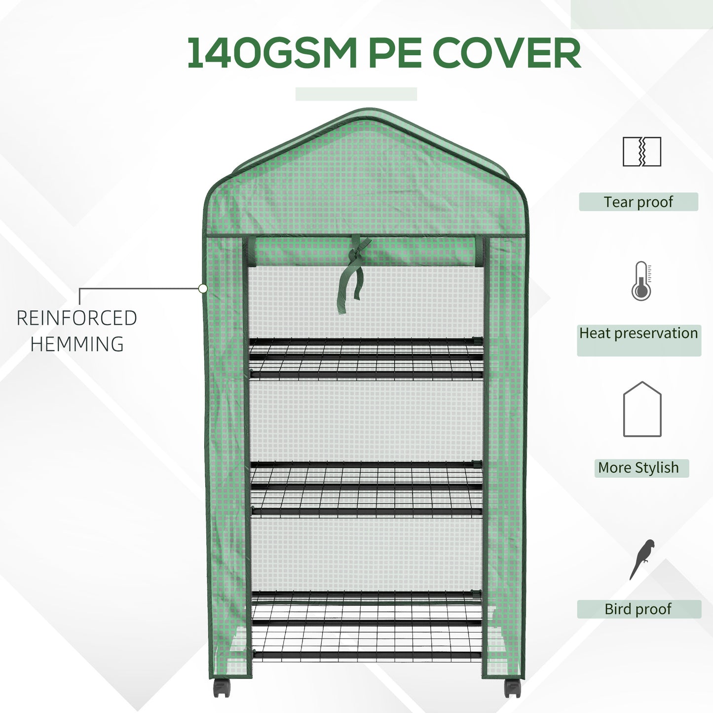 Outsunny Three-Tier Mini Greenhouse, Grow Your Own Food Vegetables, Herbs, Fruit - Green / White