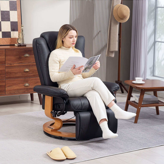 Stylish Faux Leather Recliner Chair - Black