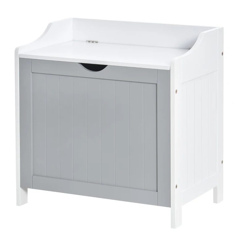 Kleankin Bathroom Laundry Cabinet Bin Free Standing Towel Storage Chest with Raised back and Shaker Style Door