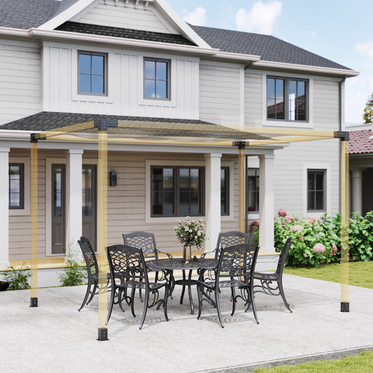 Pergola Kit, DIY Pergola Brackets with 3-Way Pergola Corner Brackets and Post Base for 4" x 4" (Actual 3.6" x 3.6") Lumber, 8 PCS Includes Screws