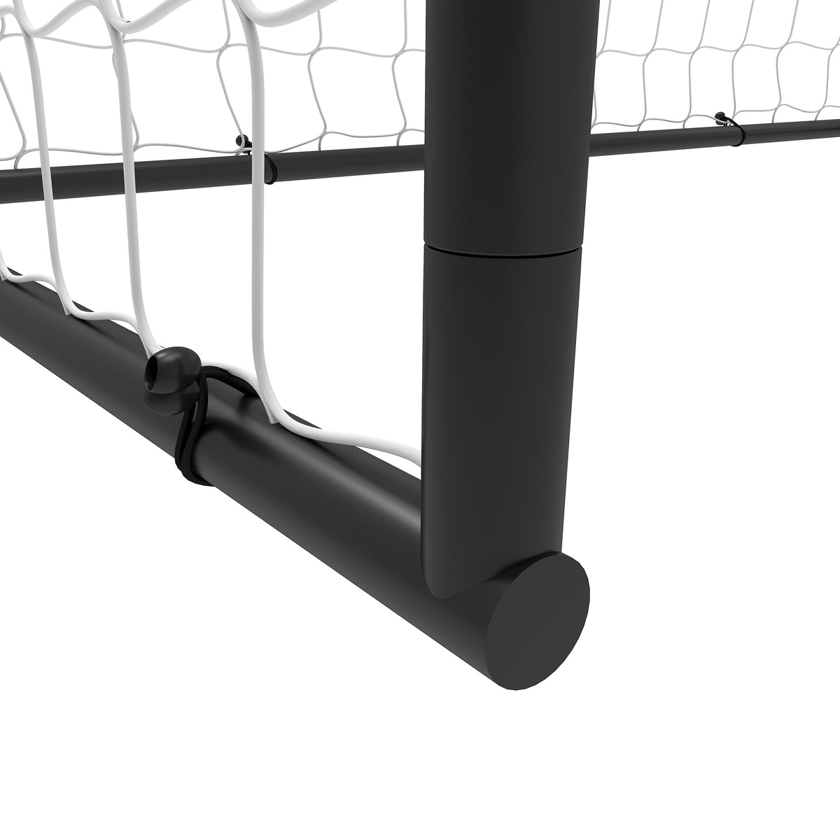 SPORTNOW Football Goal | Black & White | 6x4ft 180x90x122cm | 32mm Metal Frame | Polyester Net 10x10cm Mesh | 22 Bungee Cords | 4 Ground Stakes | Indoor Outdoor | Age 5+