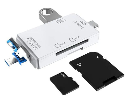 6 In 1 Flash TF SD Card Reader USB Type C MicroUSB Adapter Portable 3 Slots Memory Card Reader For MacOS Windows Linux PC Laptop Smartphone