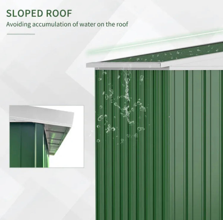 Outsunny 8 x 4ft Outdoor Garden Storage Shed with Lockable Door, Steel Tool Storage Box for Backyard, Patio and Lawn, Green