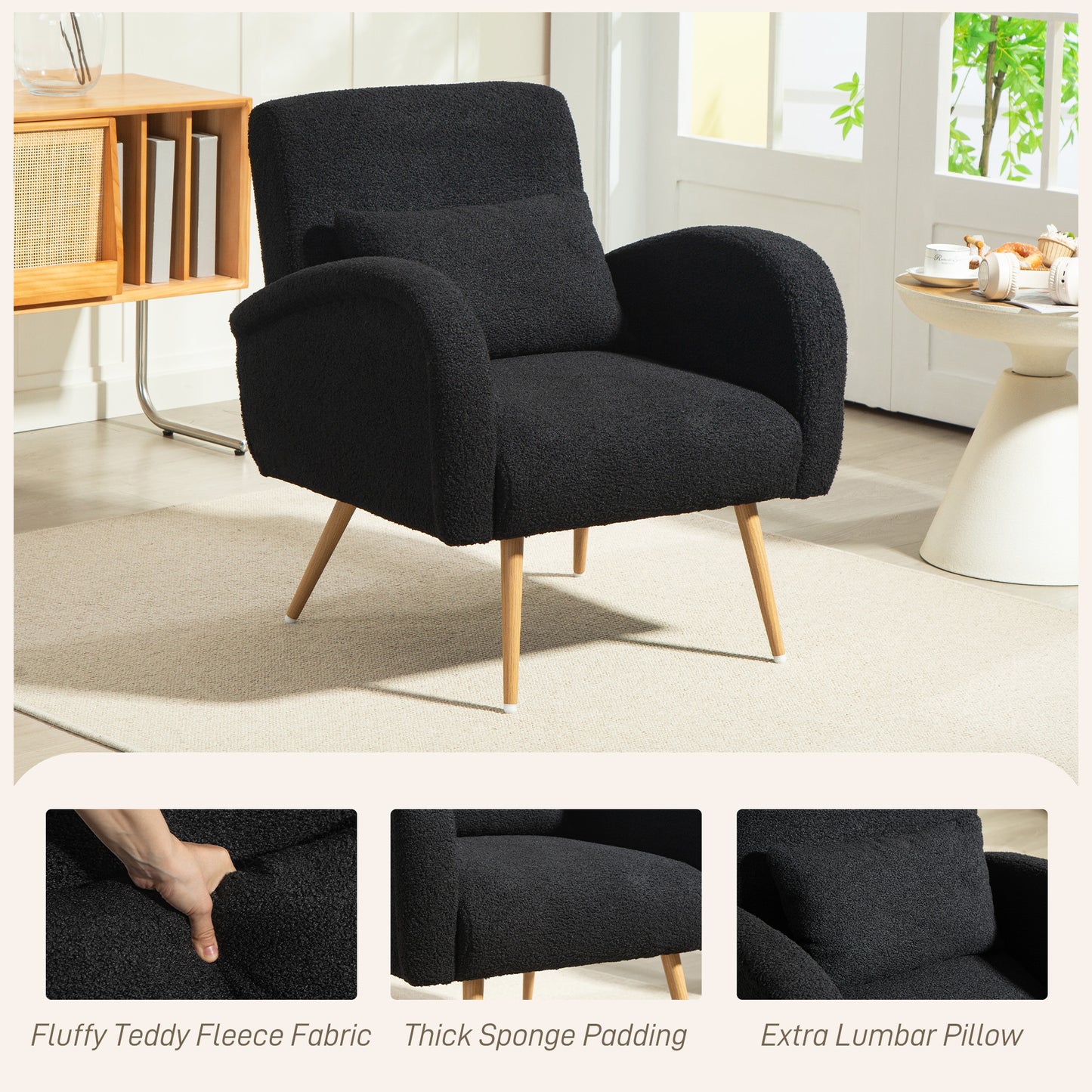 Teddy Fleece Accent Chair - Black
