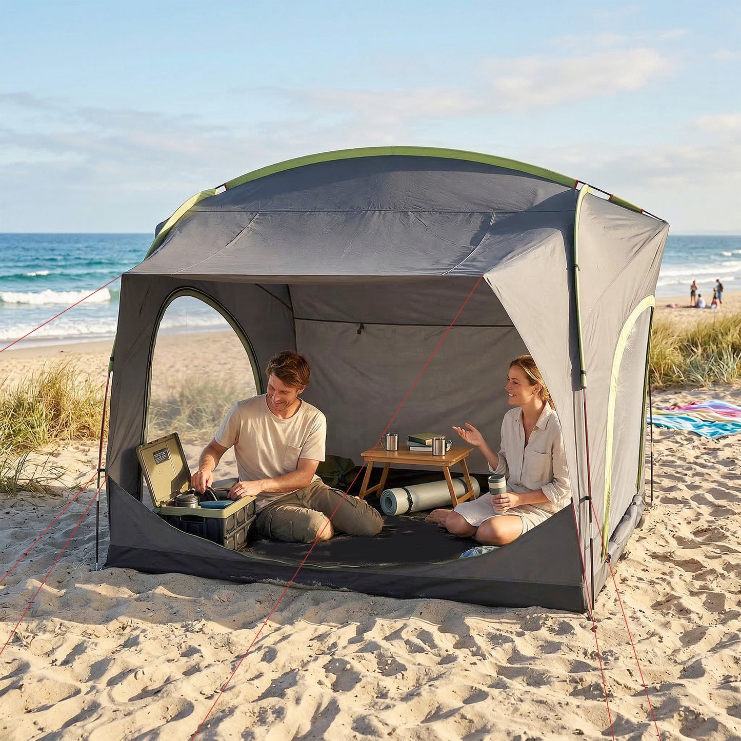SUV Tailgate Car Tent | 2.35m Stand-Up Height | 3000mm Waterproof | Panoramic Mesh Doors | 5-15 Min Setup | Grey