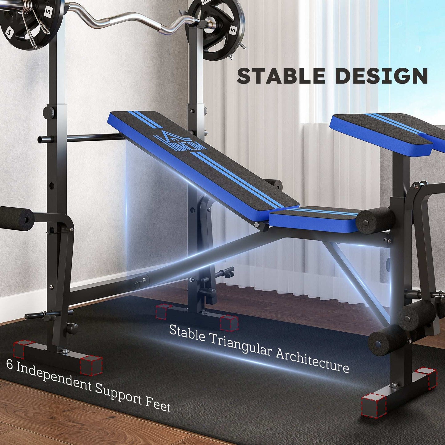 Adjustable Weight Bench with Leg Developer Barbell Rack for Weight Lifting and Strength Training Multifunctional Workout Station for Home Gym