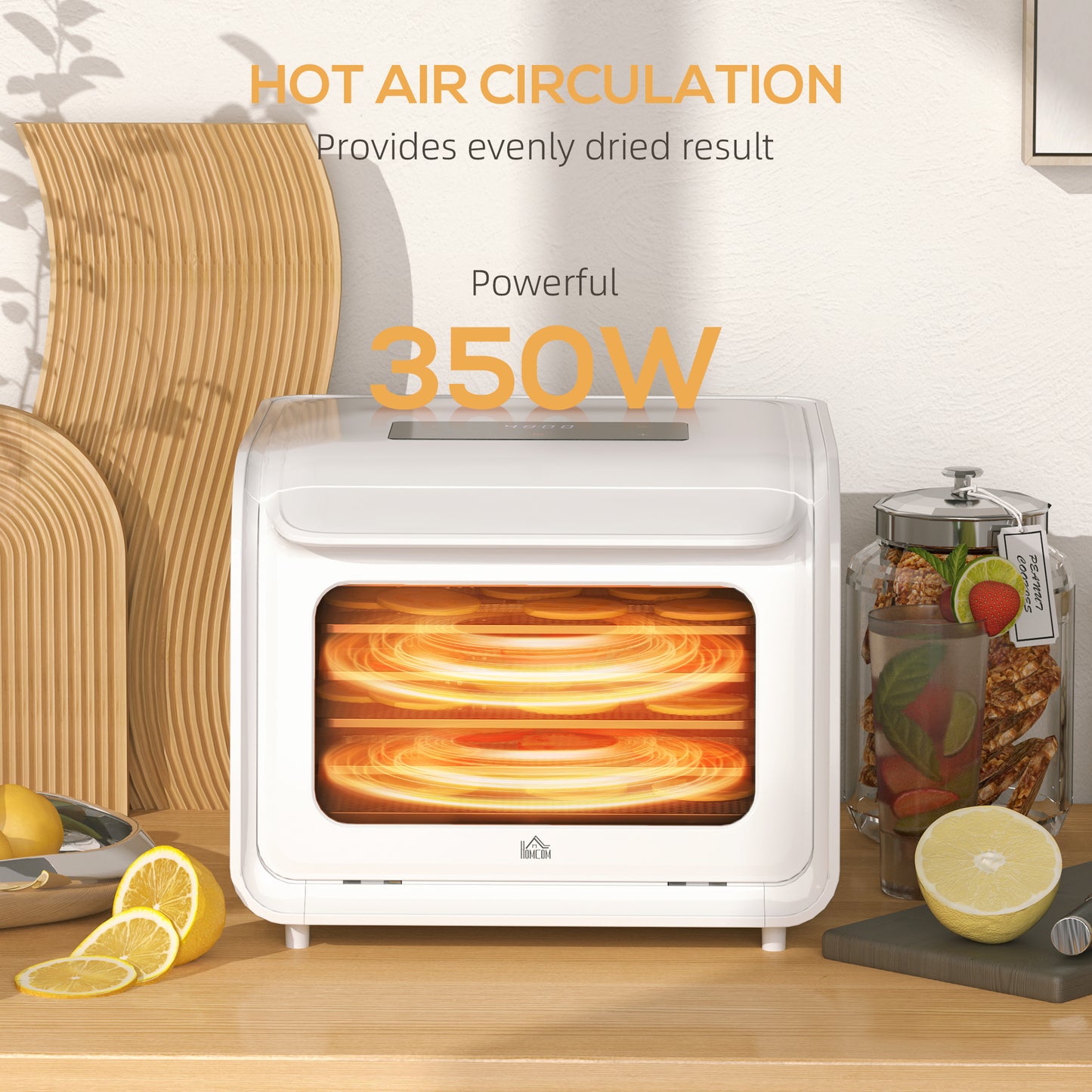 35-70°C Six-Tray Food Dehydrator - White / Black