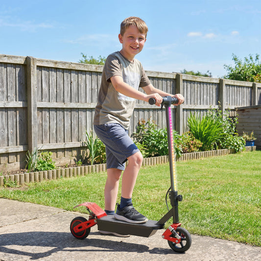 Kids Electric Scooter β 200W Motor, 15km/h, 6km Range, Dual Suspension, LCD Display, LED Lights, Foldable, Ages 6β14 β Red