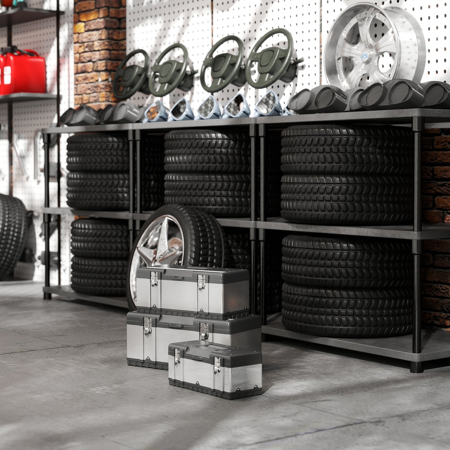 3 Pieces Stainless Steel Toolbox Set, 23"/ 19"/ 16"