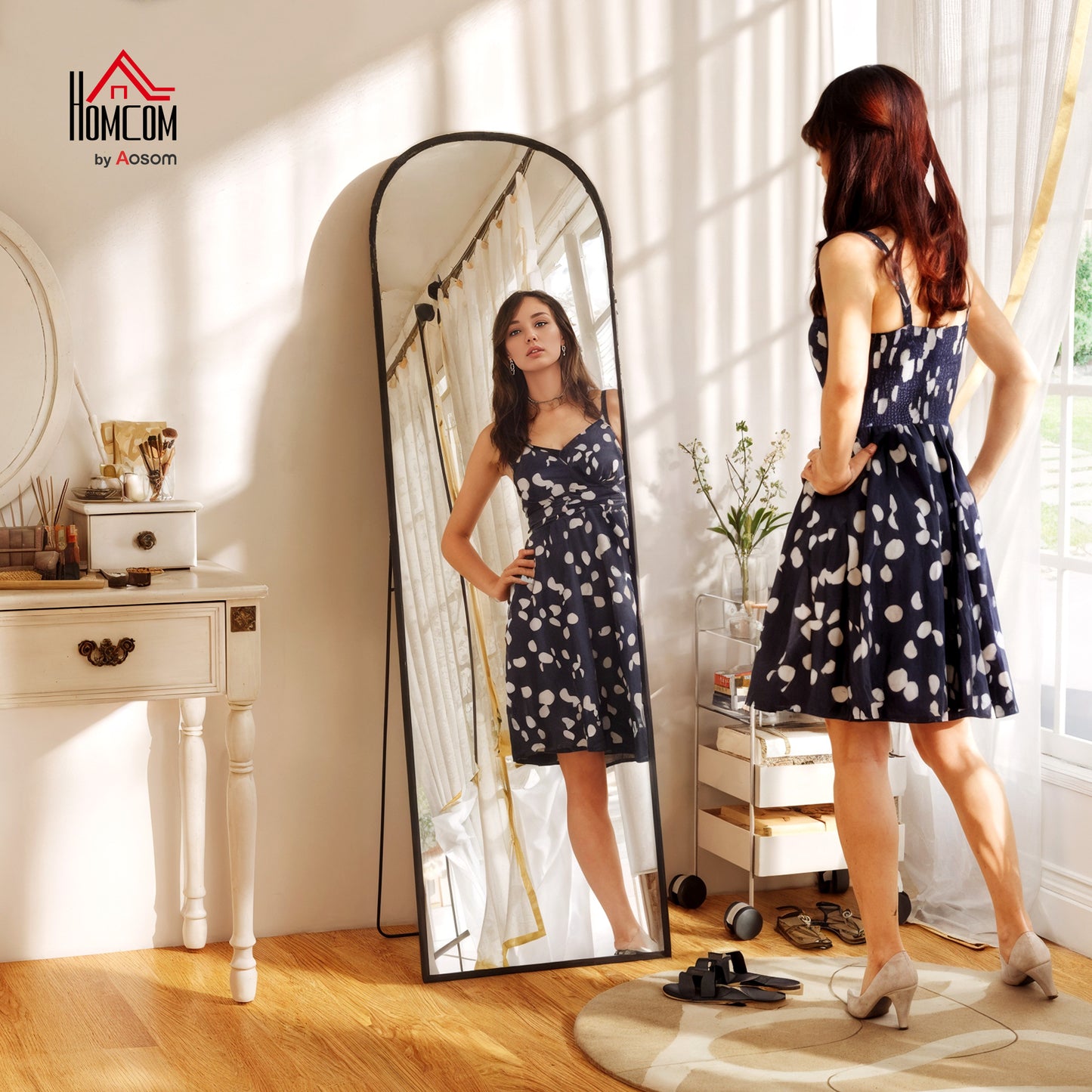 165cm Aluminium Frame Standing Mirror - Black