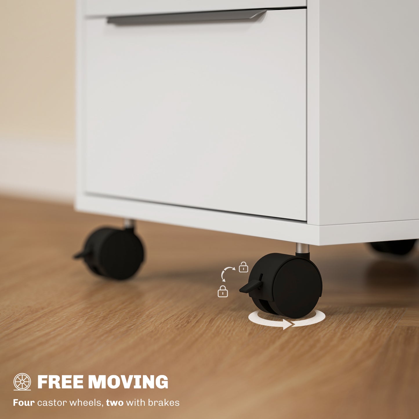 Three-Drawer Locking Filing Cabinet - White