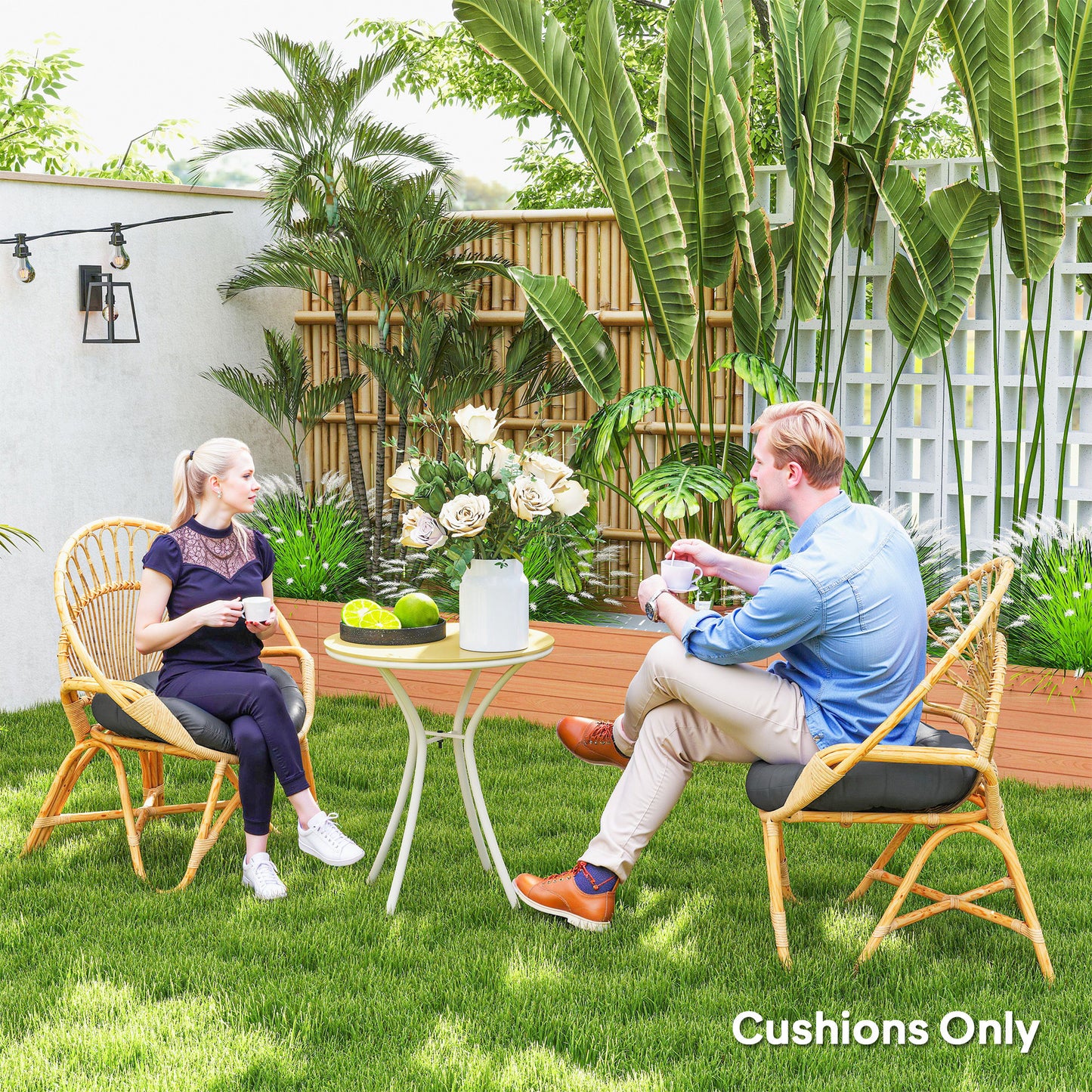 Outsunny Set of Two Φ60cm Outdoor Cushions - Dark Grey