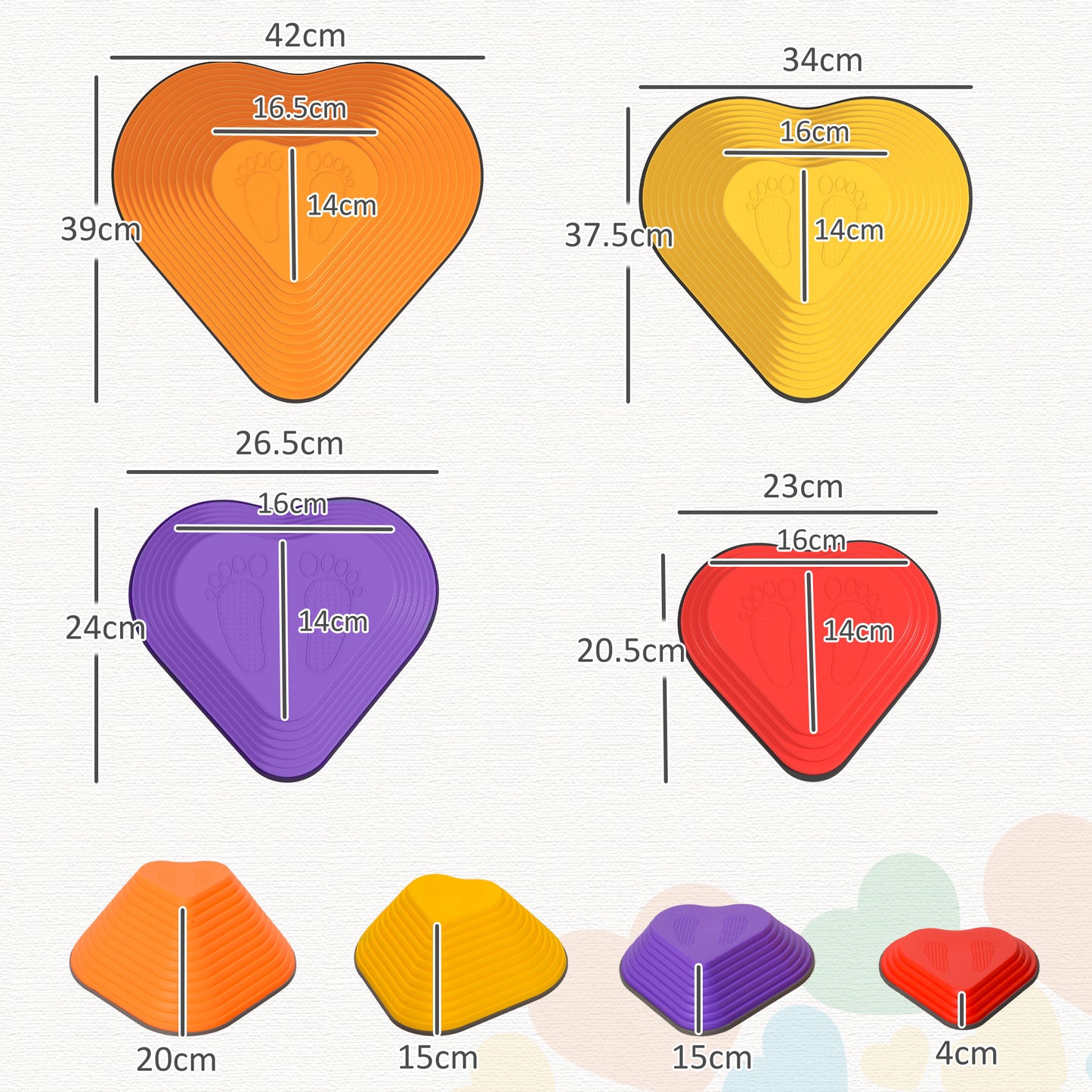 AIYAPLAY 11 Piece Heart-Shaped Kids Stepping Stones Balance & Motor Skills, Multicoloured