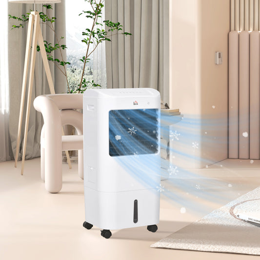 78cm Portable Evaporative Air Cooler, 3-In-1 Ice Cooling Fan Cooler, Humidifier Unit with Remote, 7.5H Timer, Oscillating 15L Water Tank White