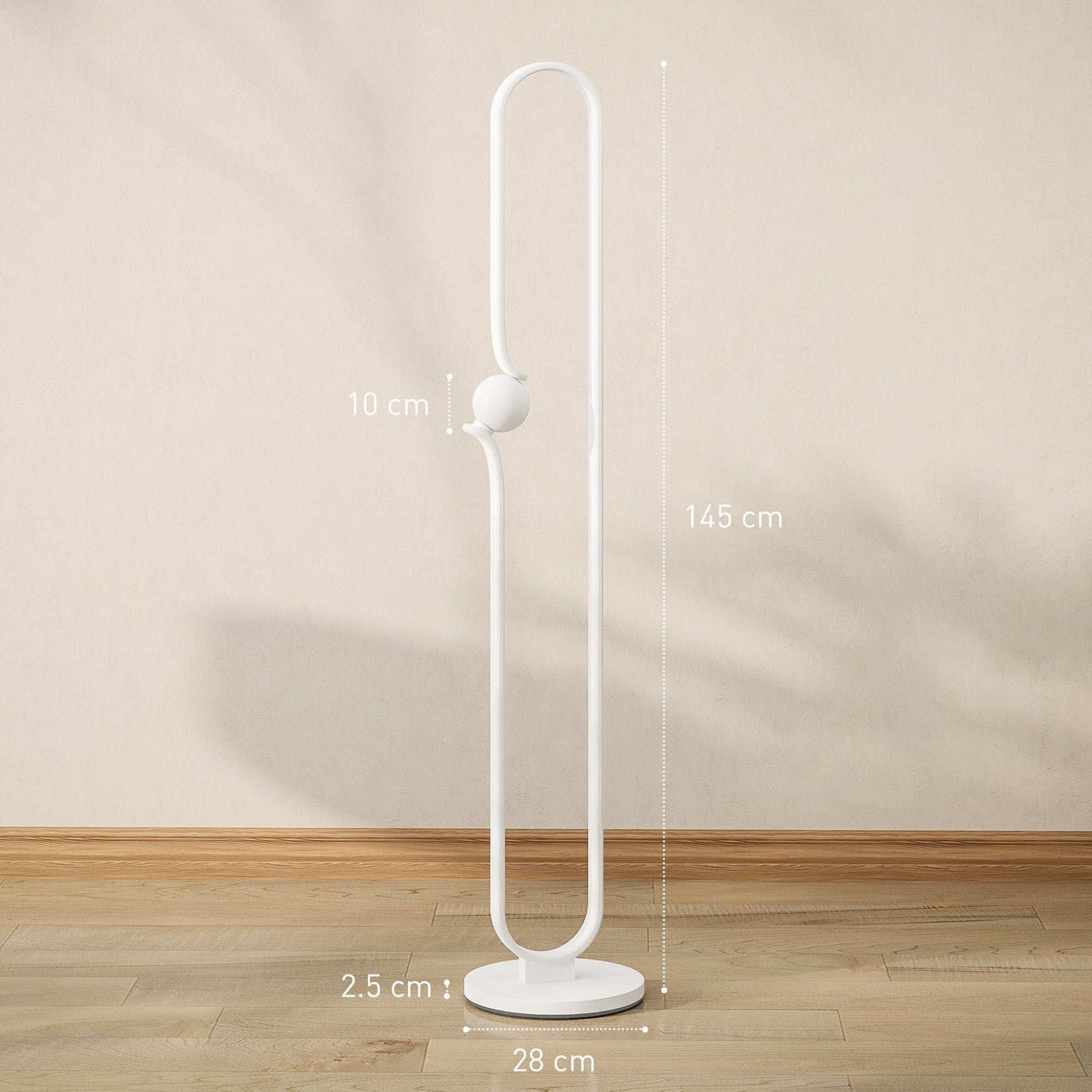 LED Floor Lamp, Dimmable Floor Standing Lamp with Glass Night Light, Foot Switch for Living Room, Bedroom, Office, White