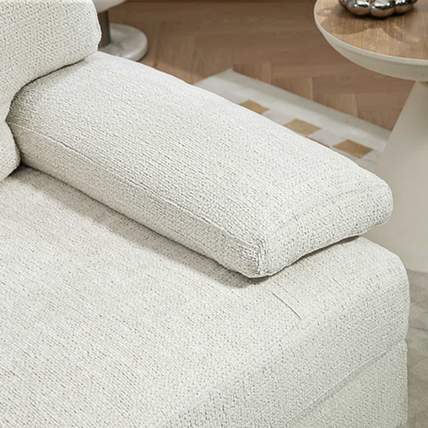 2 Seater Sofa, Modern Fabric Loveseat with Spring Cushion and Metal Legs, Small Couch for Living Room, Bedroom, Home Office, Reception, Cream White