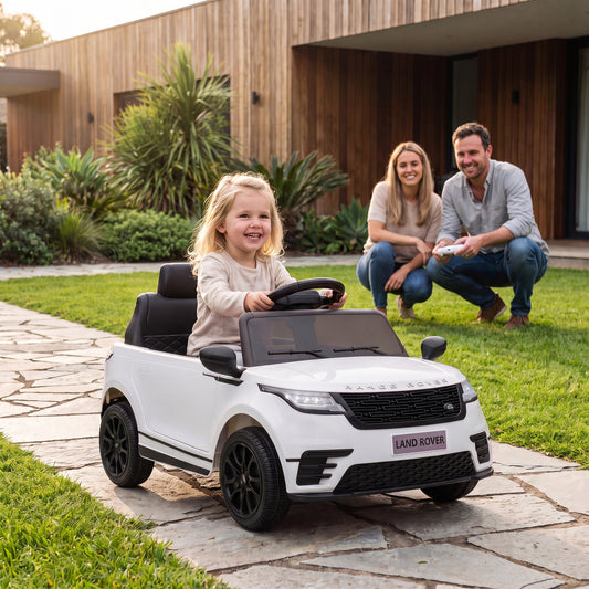 AIYAPLAY Licensed Range Rover Velar 12V Kids Ride-On SUV | Parent Remote, Slow Start & 4-Wheel Suspension | Dual 25W Motors | Ages 2–4 | White, Black or Pink
