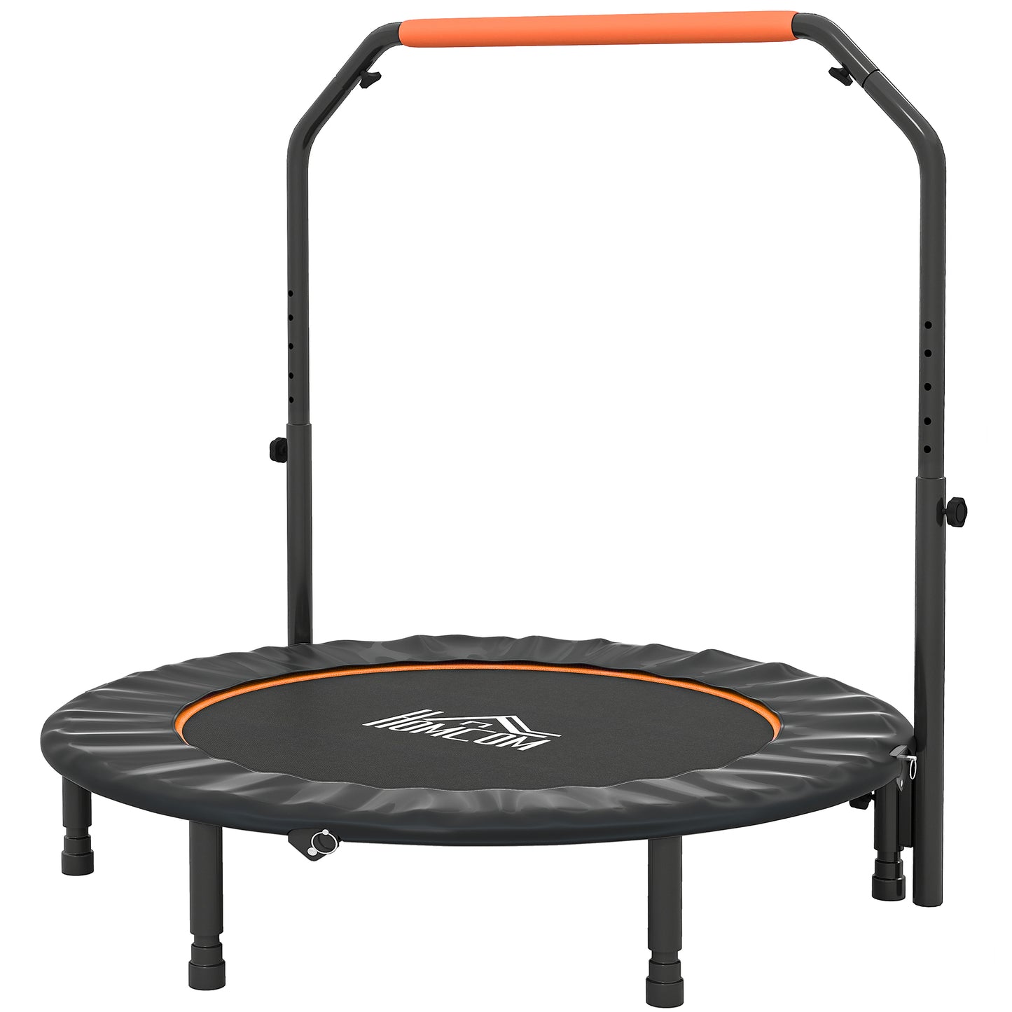 48" Foldable Mini Fitness Trampoline, with Adjustable Foam Handle, Blue / Pink / Orange