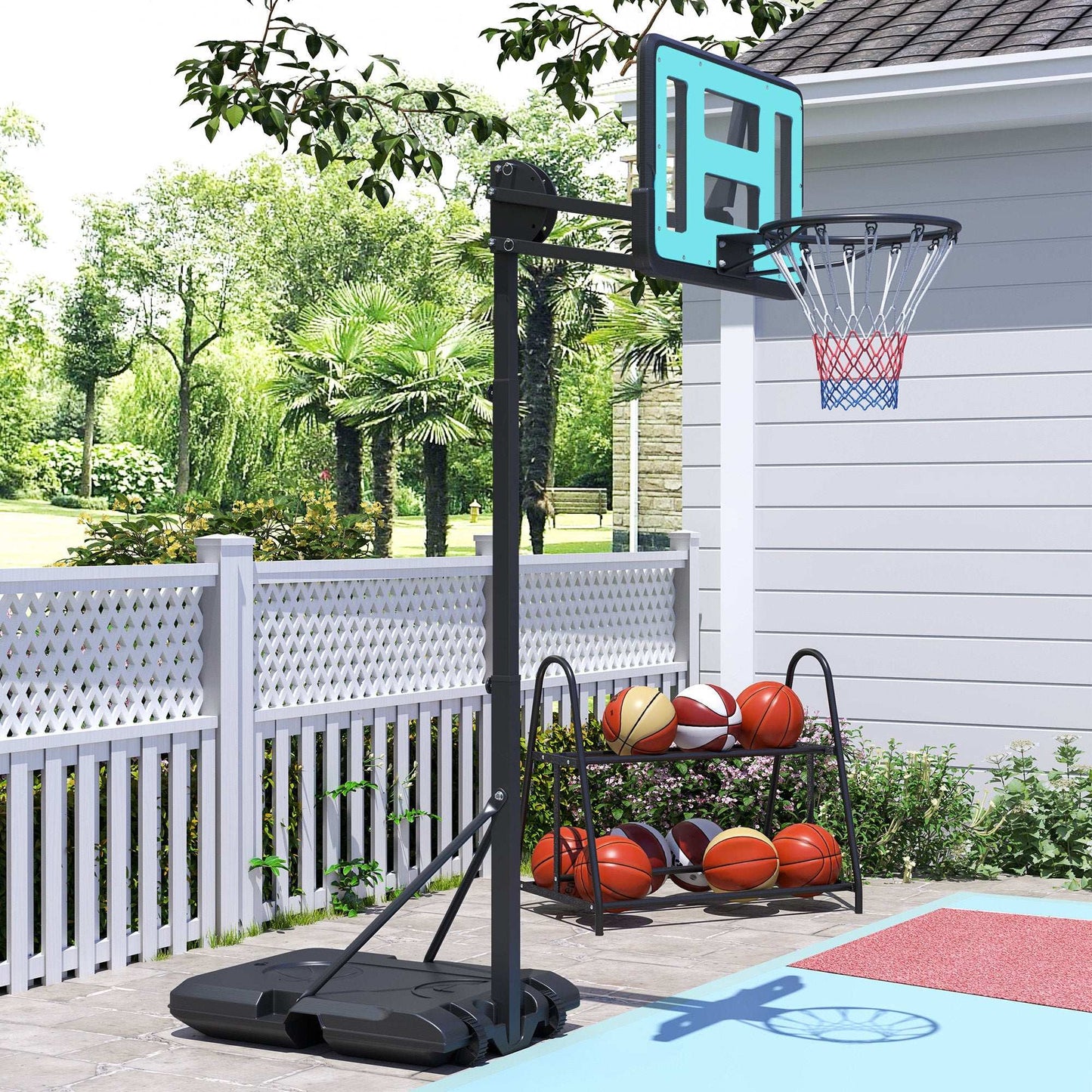 Fully Adjustable Basketball Hoop Outdoor, 146-236cm Basketball Hoop and Stand with Weighted Base and Shatterproof Backboard