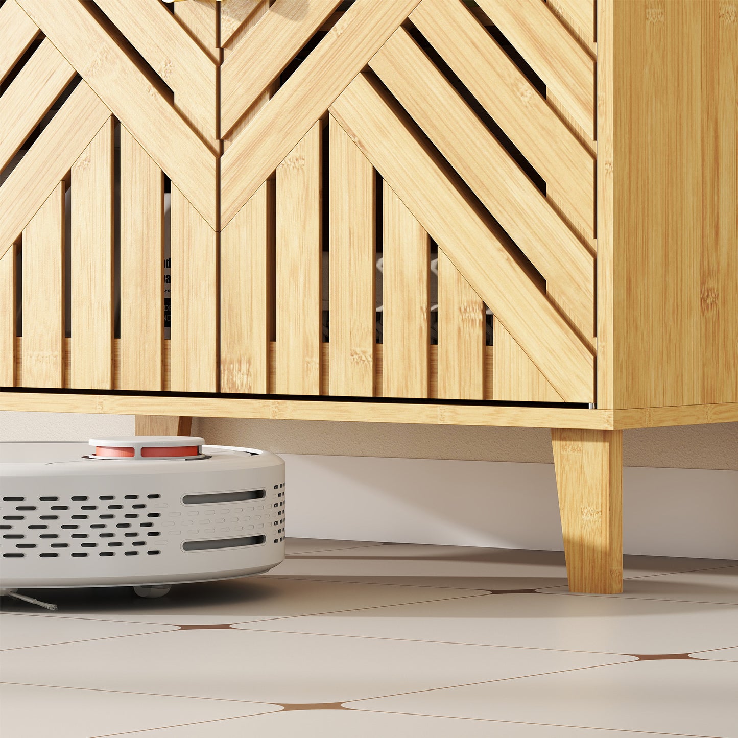 Bamboo Bathroom Under Sink Cabinet with Adjustable Shelf for Basin without Pedestal - Natural