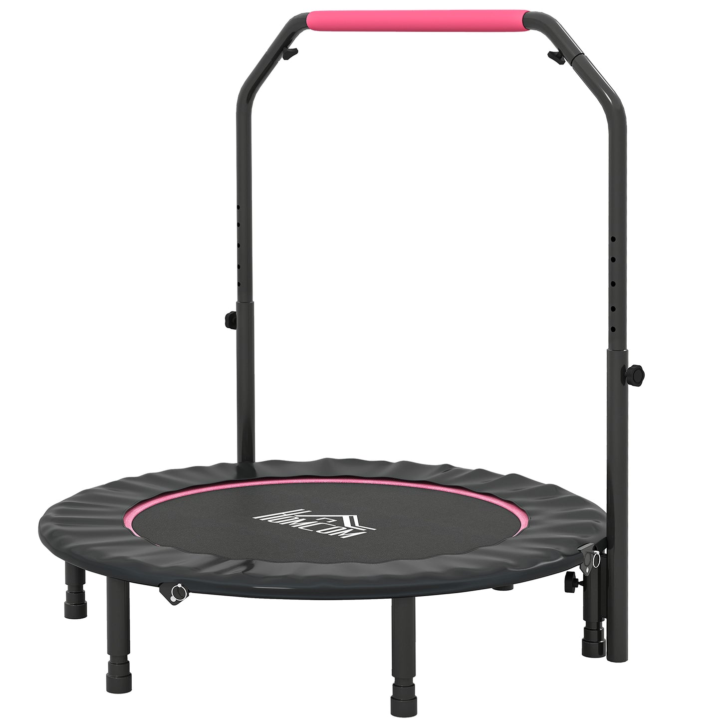 45" Foldable Mini Fitness Trampoline, with Adjustable Foam Handle, Blue / Orange / Pink