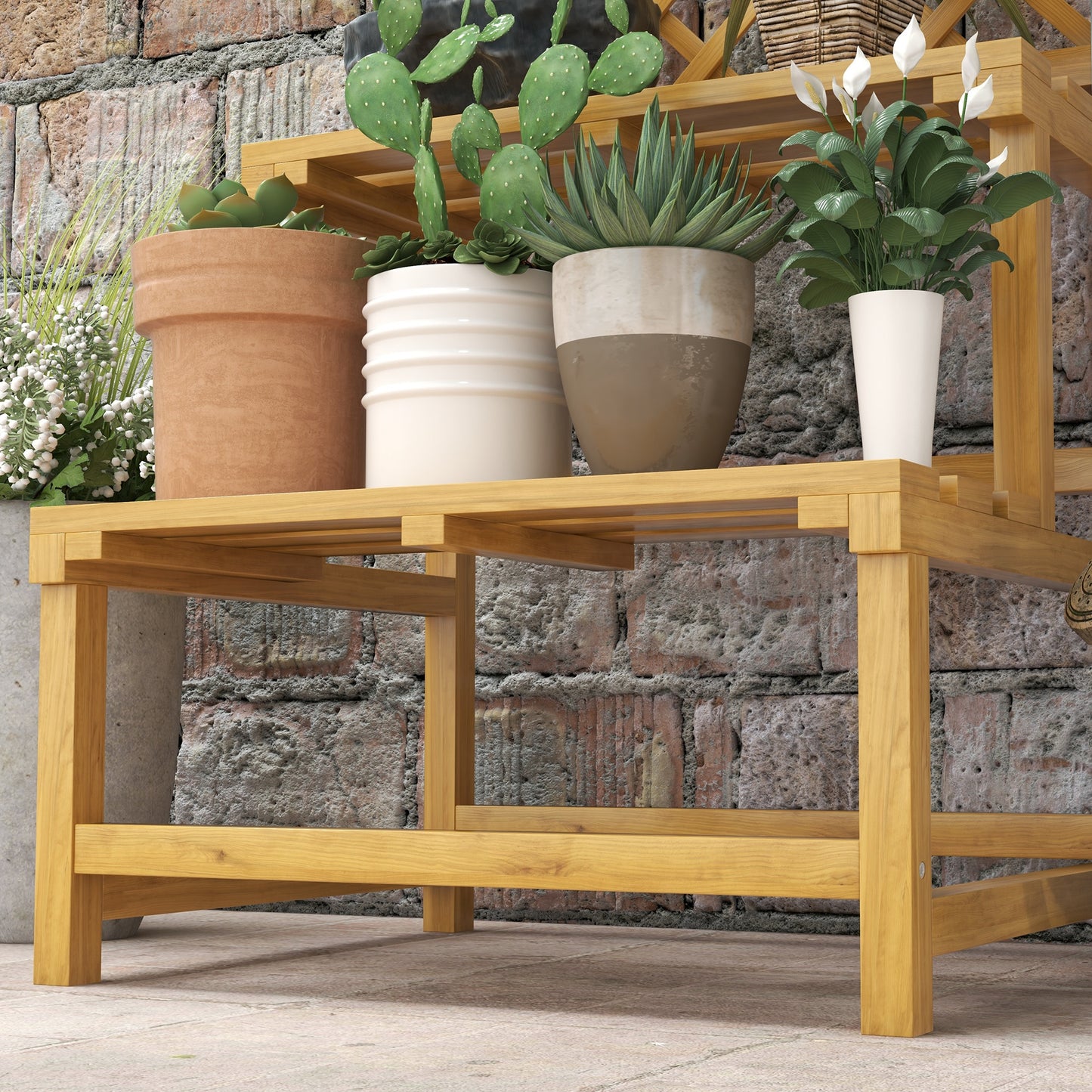 Wooden Plant Stand with Trellis, Freestanding Raised Garden Bed for Climbing Plants, Planter Box to Grow Vegetables, Herbs and Flowers for Garden, Patio, Yellow