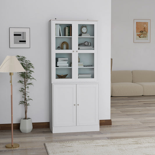 Double Storage Display Cabinet - White