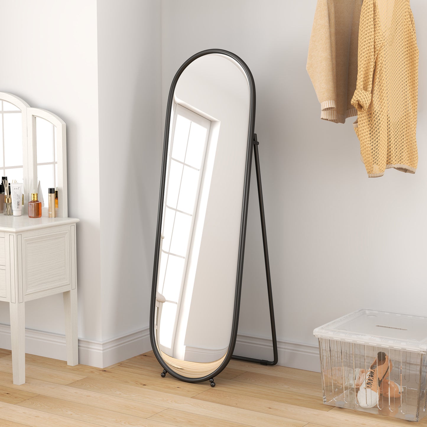 Two-Way Curved Full Length Mirror - Black