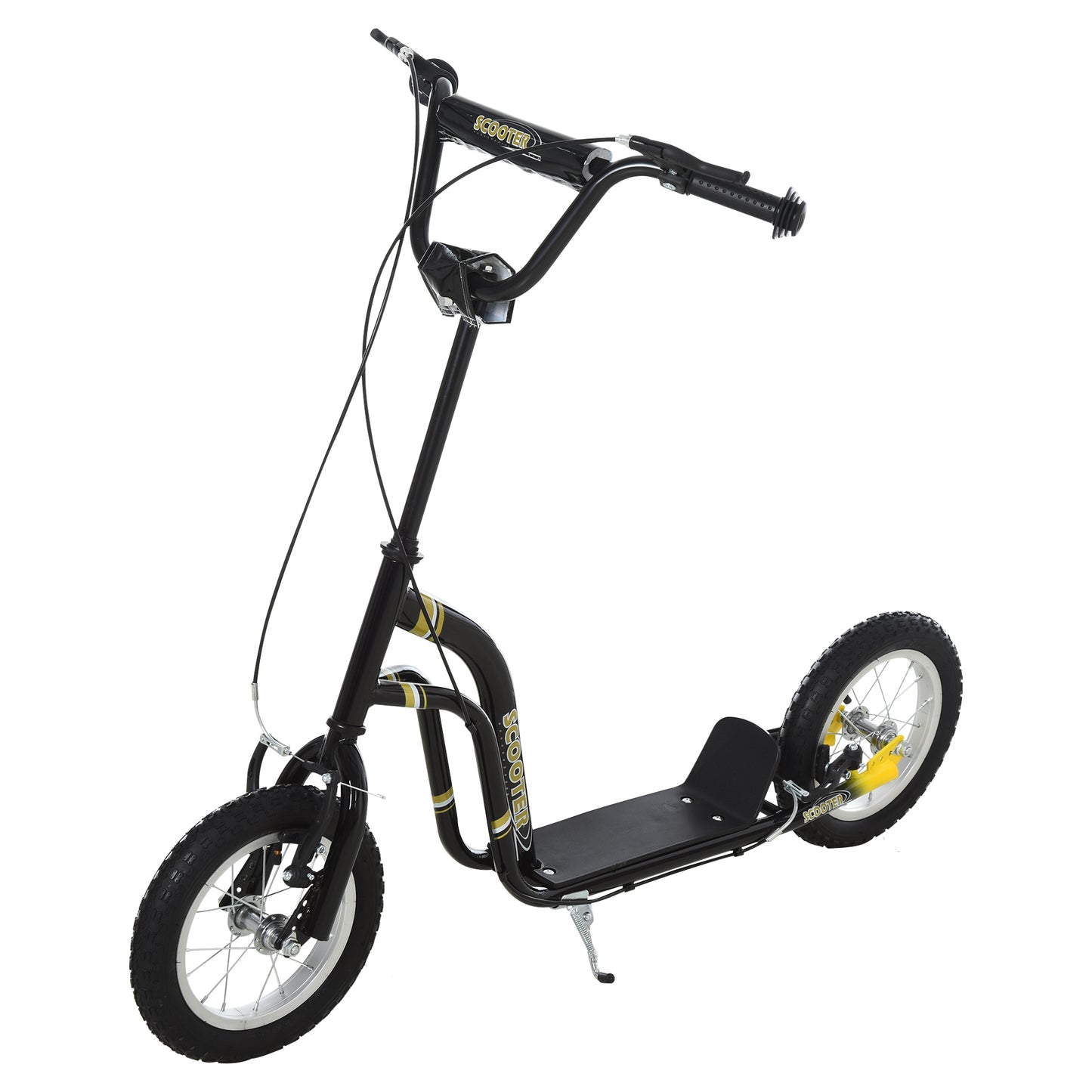 Teen Kids Stunt Scooter w/ Adjustable Handlebar, 12 Inch Rubber Tyres, Dual Brakes