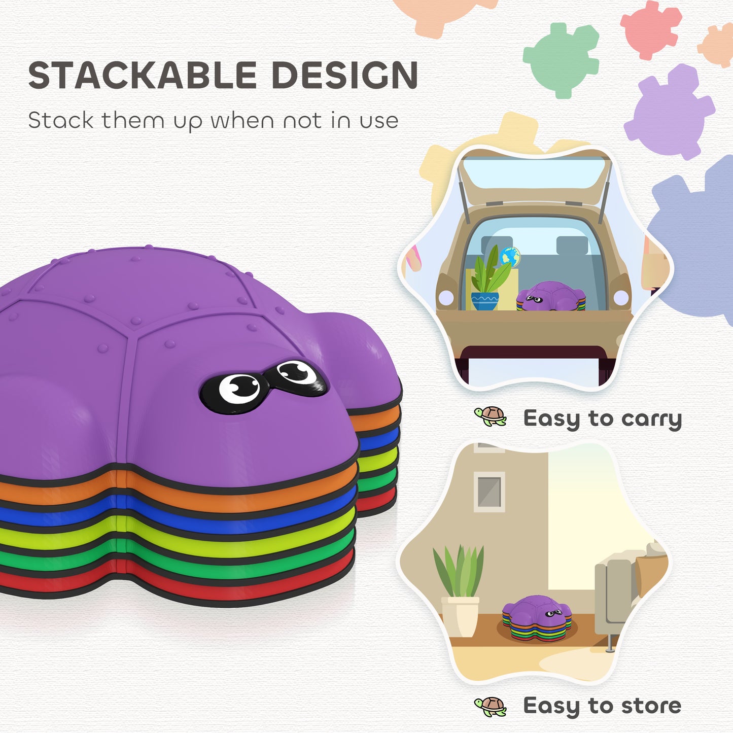 AIYAPLAY 6 Piece Balance Stepping Stones with Non-slip Edge, Indoor Outdoor Obstacle Courses for Kids Ages 3-8 Years, Multicoloured