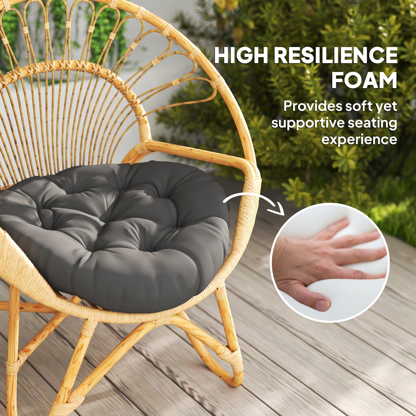 Outsunny Set of Two Φ60cm Outdoor Cushions - Dark Grey