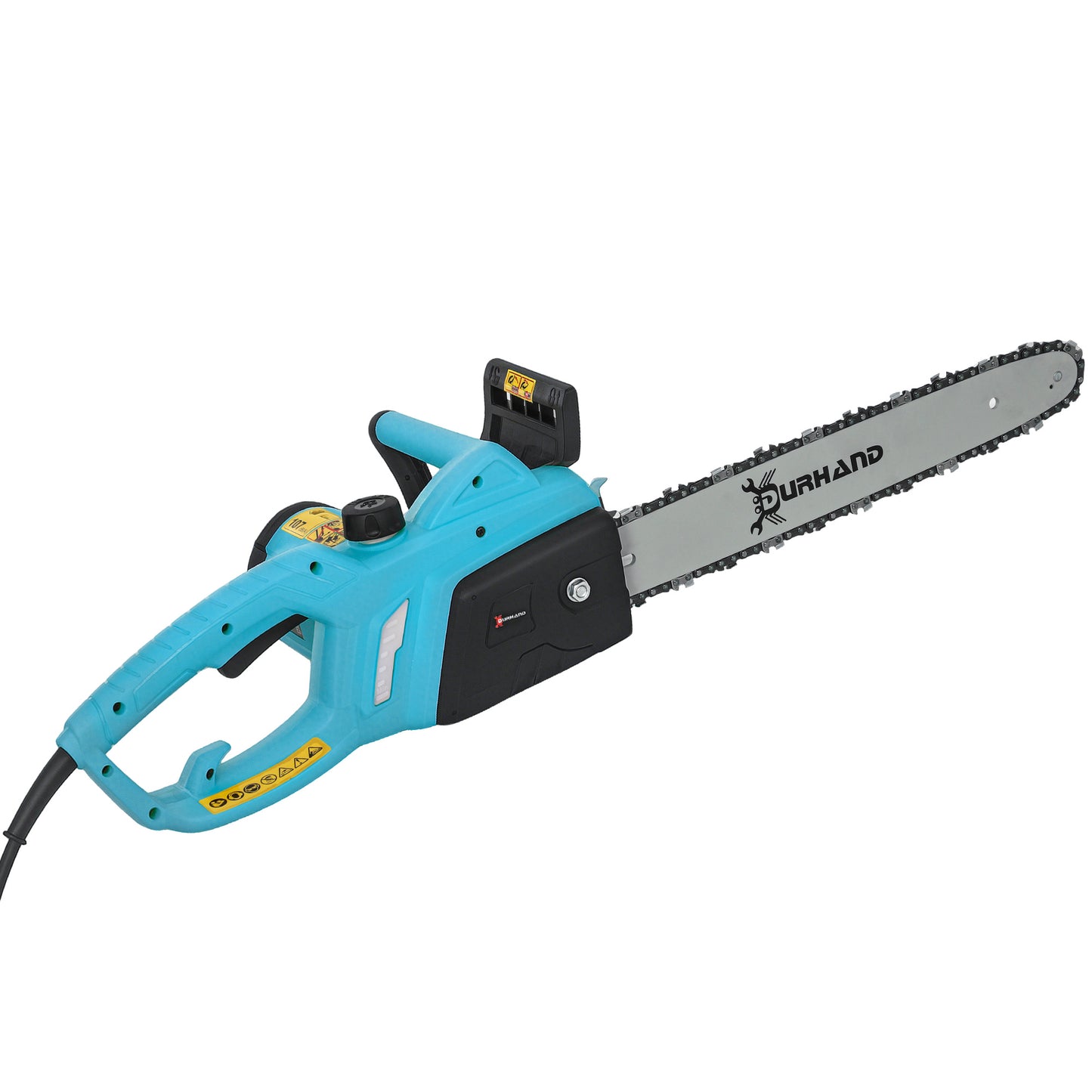 DURHAND Aluminium Chainsaw with Double Brake Protection and Blade Cover, 2000 W, 40 cm, for Wood, Trees and Branches, Yellow / Blue