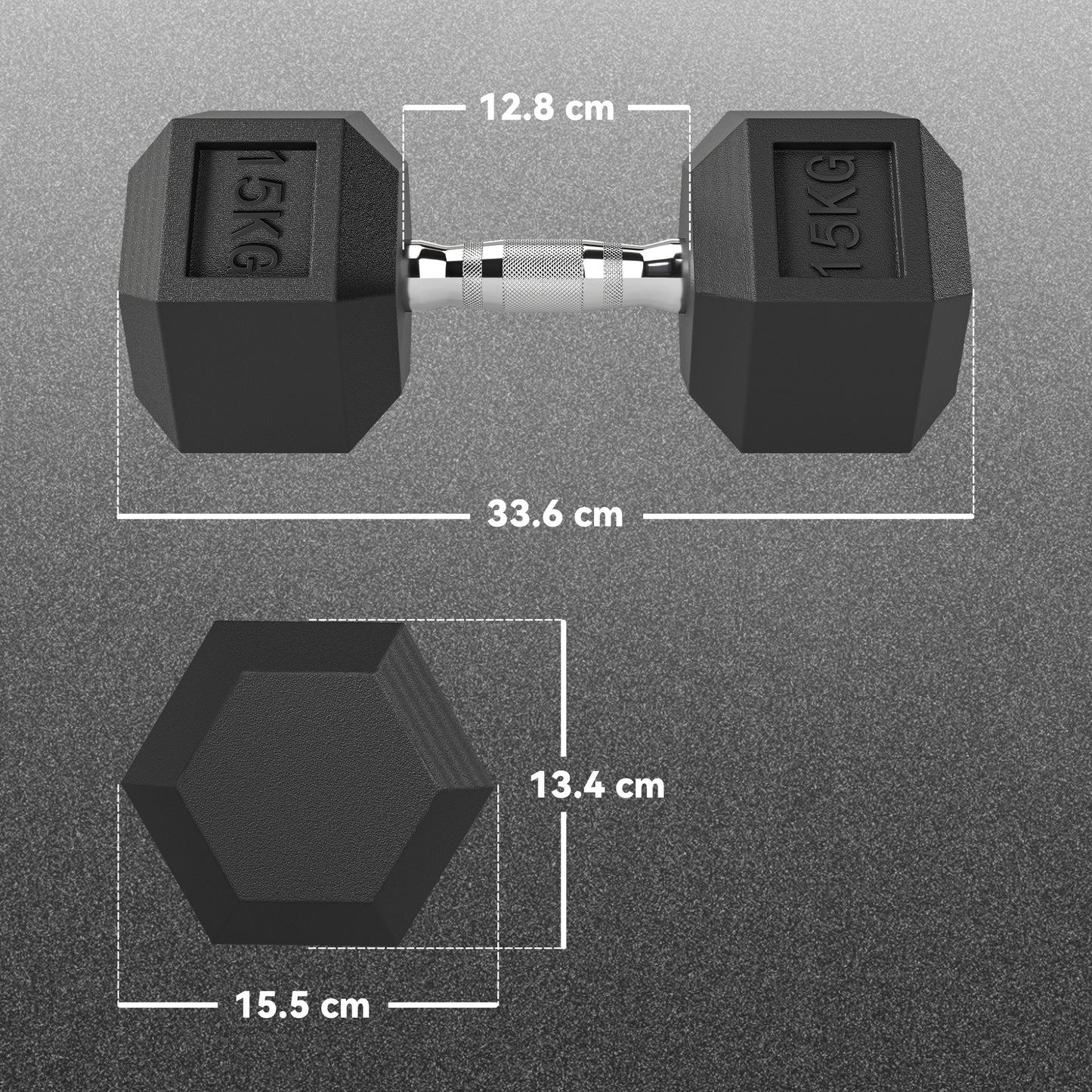 30KG Rubber Hex Dumbbell Portable Hand Weights Dumbbell Home Gym