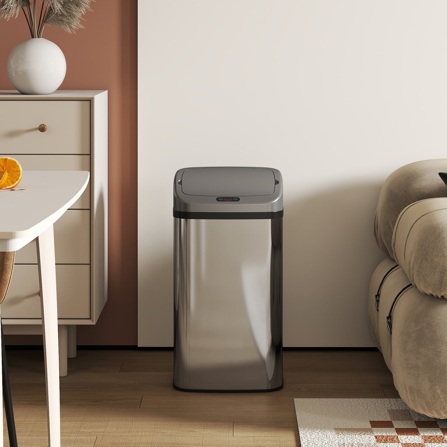 48L Stainless Steel Sensor Bin - Silver-Tone