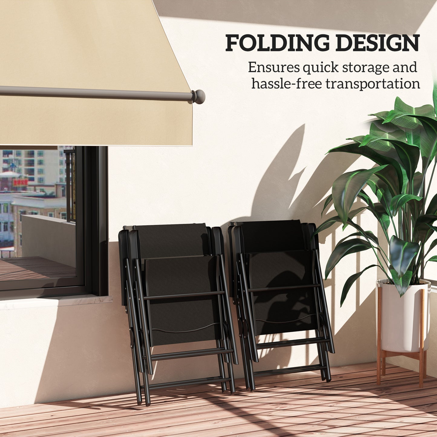 Outsunny Set of Four Folding Outdoor Garden Chairs - Black
