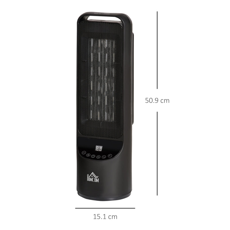 Table Top Indoor Space Heater with 2 Heat Setting 1000W/2000W and Ceramic Fan, LED Display, Portable Electric Heater with Oscillation, Remote, 12H Timer