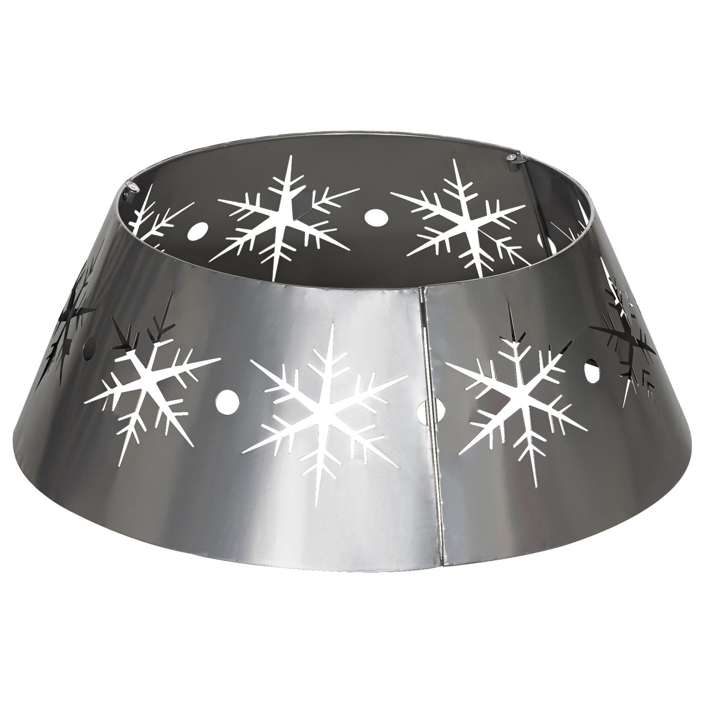 Christmas Tree Collar Base Cover 66cm with Hollow Snowflake Patterns, Decoration for Party, Holiday, Home, Silver