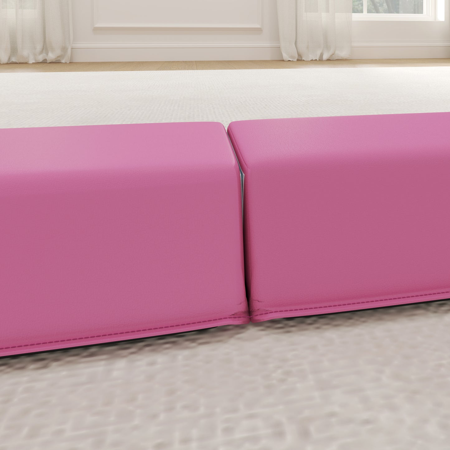 SPORTNOW 7.7ft Folding Gymnastics Beam, Floor Balance Beam for Kids with Anti-Slip Base, Gymnastics Equipment for Home, Pink