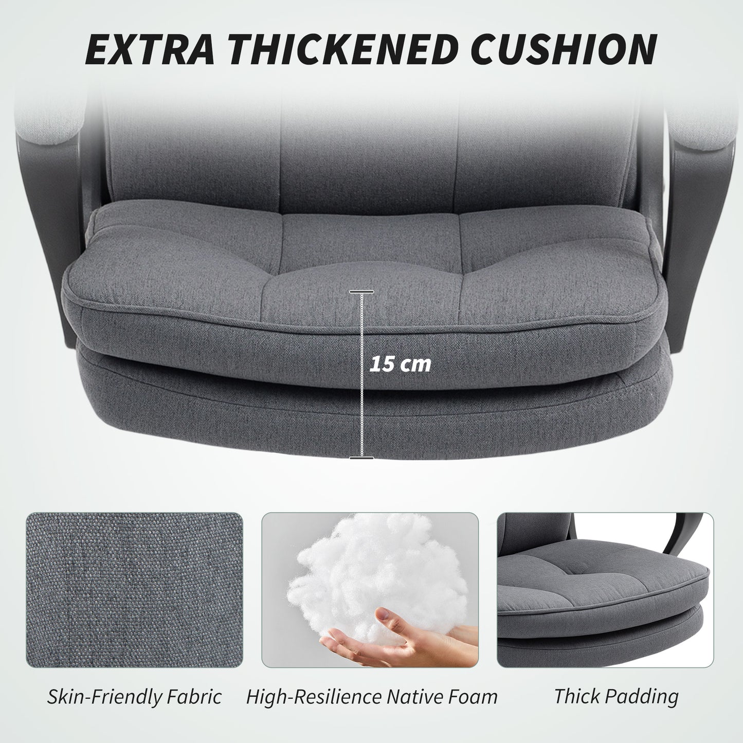 Double Padded Linen-Look Office Chair - Charcoal Grey/ Light Grey