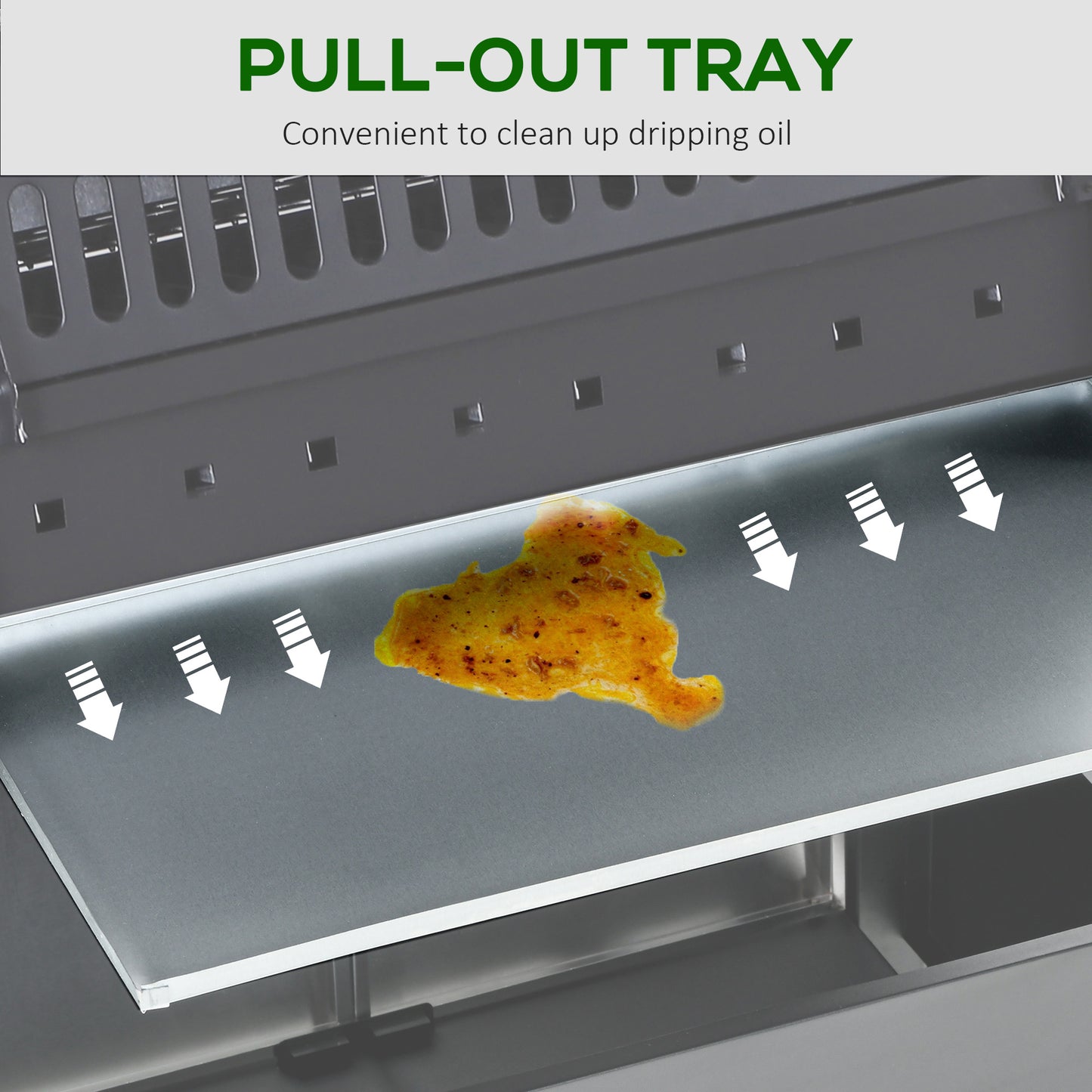 4+1 Burner Gas BBQ Grill, Outdoor Barbecue Trolley with Wheels, Warming Rack, Side Shelves, Cabinet, Thermometer for Garden, Party, Camping