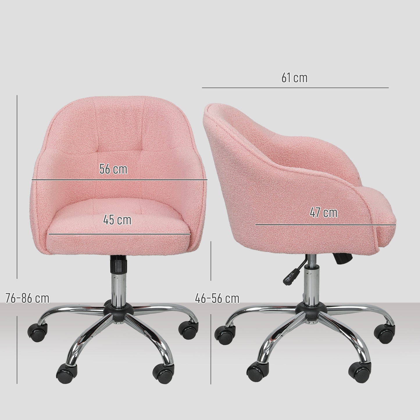 Teddy Fleece Swivel Office Chair - Pink